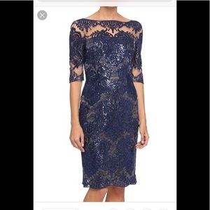 tahari lace sheath dress